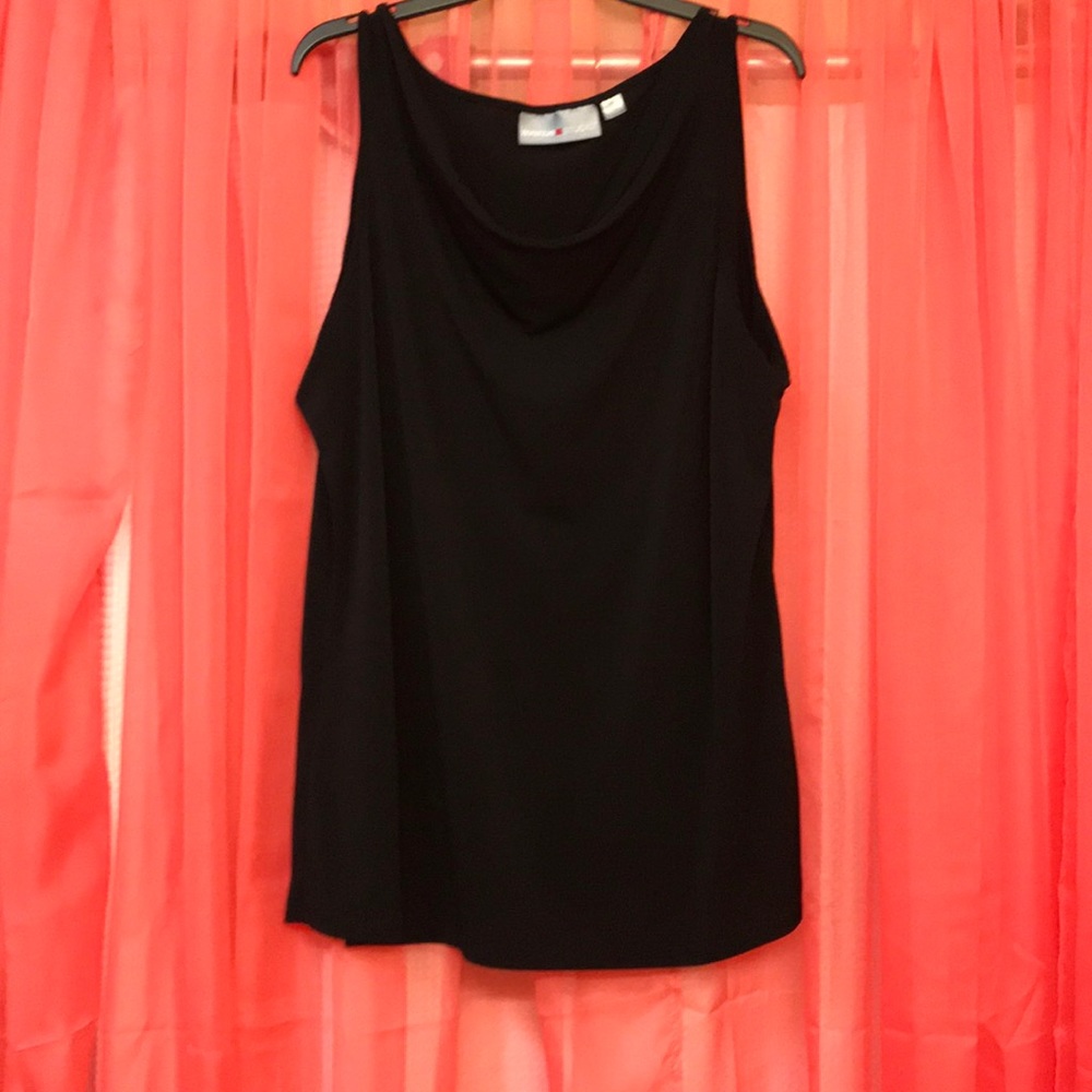 Black sleeveless polyester top
